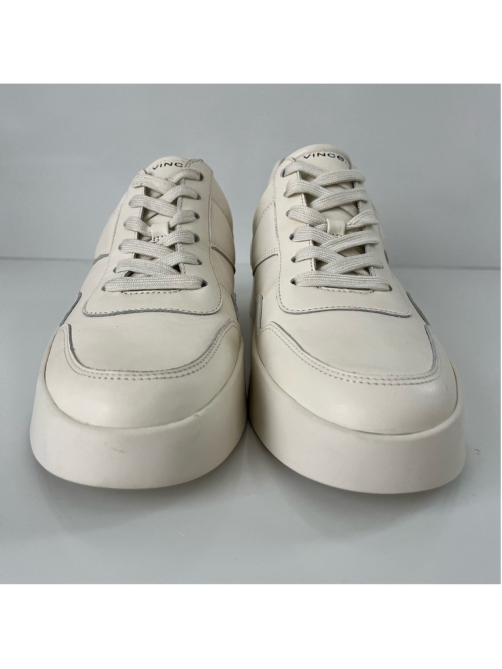Vince Warren Court Platform Lace Up Sneakers Milk White Leather Womens 10 - Picture 10 of 16